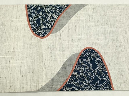 平和屋着物◎中国三大刺繍　相良刺繍　太鼓柄袋帯　紬地　切嵌　更紗花文　正絹　逸品　DABF8398we