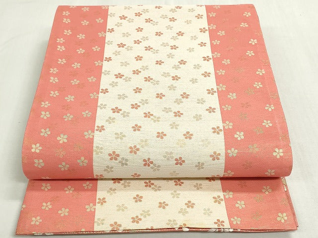 平和屋着物◎両面　六通柄袋帯　唐織　藤笠松　舞桜文　金銀糸　正絹　逸品　DABF8394we