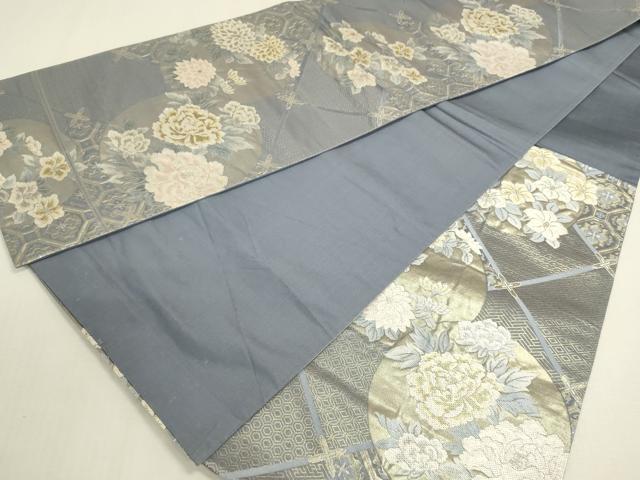 平和屋着物◎六通柄袋帯　吉祥花丸文　金銀糸　正絹　逸品　DABF8436we