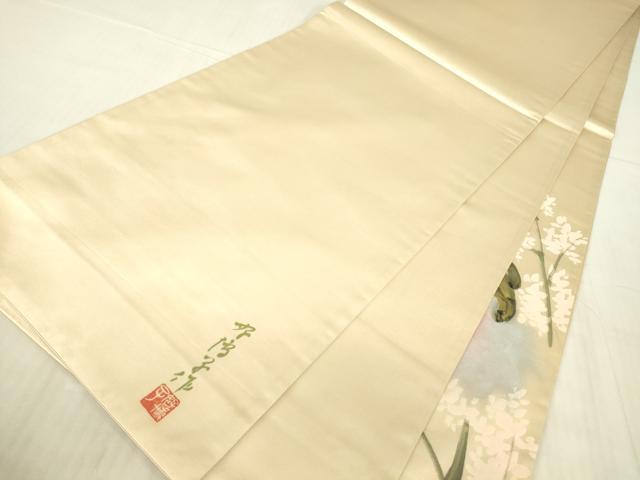 平和屋着物▼東京友禅　熊谷好博子　太鼓柄袋帯　花籠文　手描き　金銀彩　正絹　逸品　DABG0306az