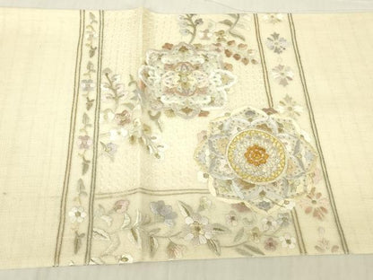 平和屋着物＊夏物　極上　中国三大刺繍　スワトウ刺繍　汕頭刺繍　総刺繍　袋帯　正倉院更紗花蝶文　金銀糸　正絹　逸品　DABG0358az