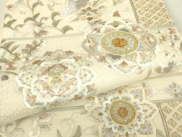 平和屋着物＊夏物　極上　中国三大刺繍　スワトウ刺繍　汕頭刺繍　総刺繍　袋帯　正倉院更紗花蝶文　金銀糸　正絹　逸品　DABG0358az