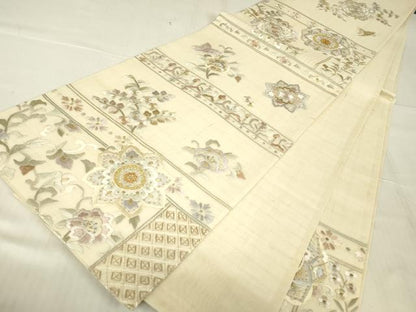 平和屋着物＊夏物　極上　中国三大刺繍　スワトウ刺繍　汕頭刺繍　総刺繍　袋帯　正倉院更紗花蝶文　金銀糸　正絹　逸品　DABG0358az