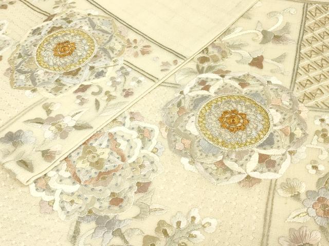 平和屋着物＊夏物　極上　中国三大刺繍　スワトウ刺繍　汕頭刺繍　総刺繍　袋帯　正倉院更紗花蝶文　金銀糸　正絹　逸品　DABG0358az
