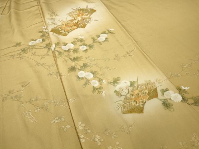 平和屋着物▽中国三大刺繍　スワトウ刺繍　汕頭刺繍　訪問着　単衣　地紙花文　暈し染め　金彩　やまと誂製　正絹　逸品　DABG0434az