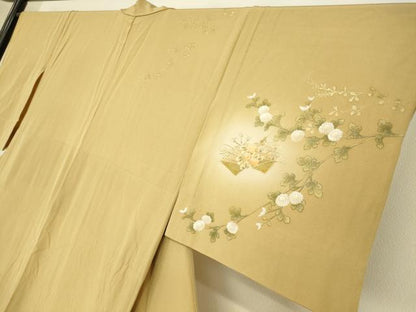 平和屋着物▽中国三大刺繍　スワトウ刺繍　汕頭刺繍　訪問着　単衣　地紙花文　暈し染め　金彩　やまと誂製　正絹　逸品　DABG0434az