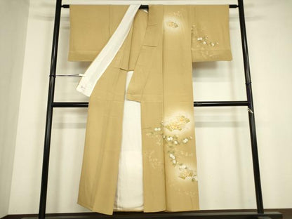 平和屋着物▽中国三大刺繍　スワトウ刺繍　汕頭刺繍　訪問着　単衣　地紙花文　暈し染め　金彩　やまと誂製　正絹　逸品　DABG0434az