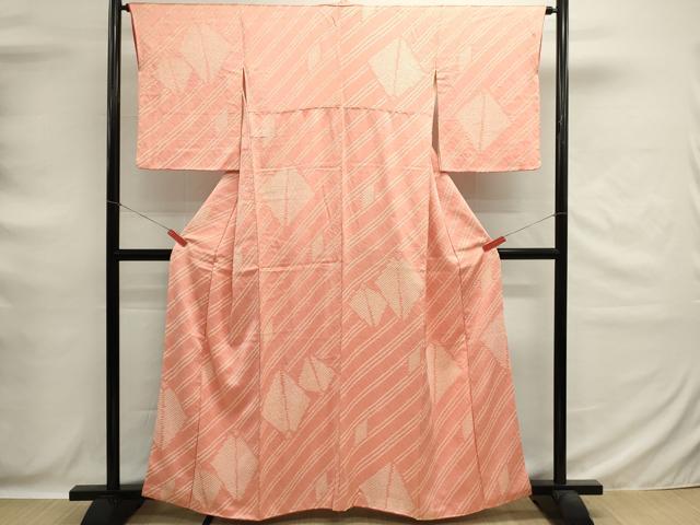 平和屋着物■上質な小紋　絞り　菱文　正絹　逸品　DABG6684cd