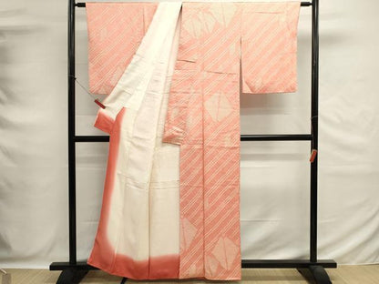 平和屋着物■上質な小紋　絞り　菱文　正絹　逸品　DABG6684cd