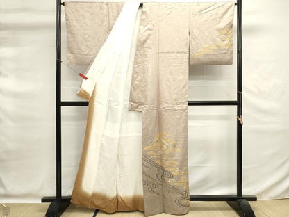 平和屋着物■訪問着　駒刺繍　流水片輪車文　金銀彩　正絹　逸品　DABG6717cd