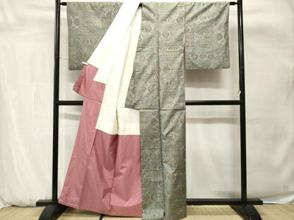 平和屋着物■本場大島紬　7マルキ　更紗切嵌吉祥花文　正絹　逸品　CABH0667ev