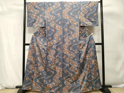 平和屋着物■上質な小紋　絞り　更紗枝花文　金彩　ますいわ屋扱い　正絹　逸品　CABH0670ev