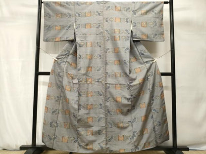 平和屋着物■上質な紬　横段花文　正絹　逸品　CABH0679ev