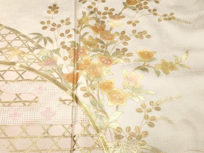平和屋着物■訪問着　刺繍　籬萩枝花文　暈し染め　金彩　正絹　逸品　CABH0668ev