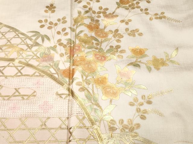平和屋着物■訪問着　刺繍　籬萩枝花文　暈し染め　金彩　正絹　逸品　CABH0668ev