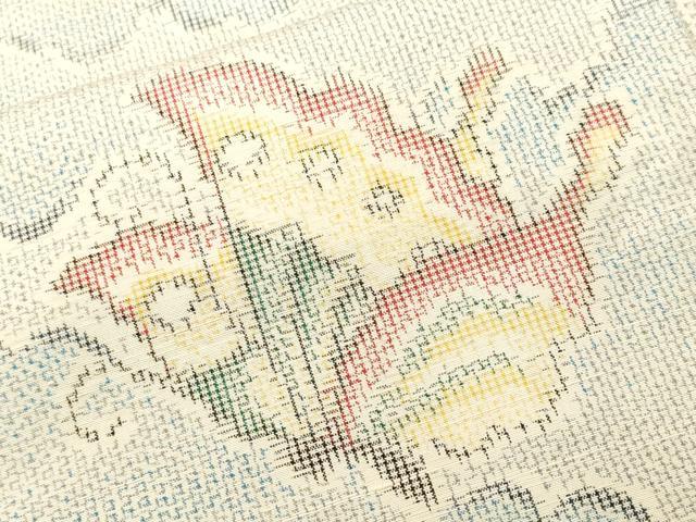 平和屋着物■上質な紬　雲取り舞蝶文　正絹　逸品　CABH0675ev