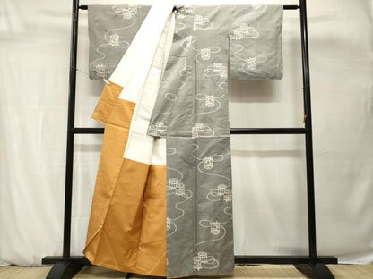平和屋着物■上質な紬　貝桶文　正絹　逸品　CABH0673ev