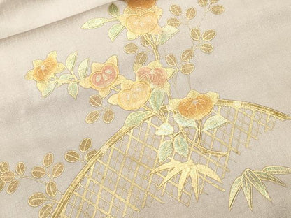平和屋着物■訪問着　刺繍　籬萩枝花文　暈し染め　金彩　正絹　逸品　CABH0668ev