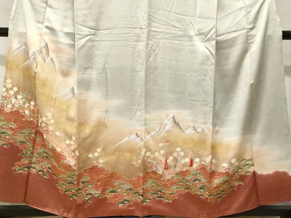 平和屋着物■豪華色留袖　遠山風景文　暈し染め　金彩　正絹　逸品　CABH0660ev