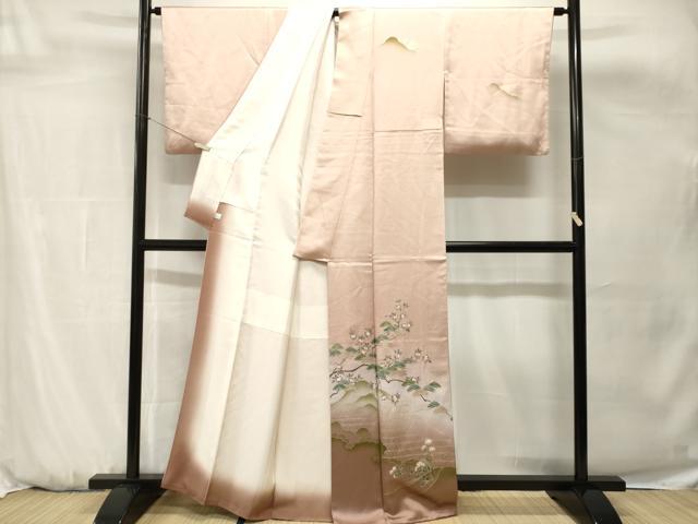 平和屋着物■訪問着　螺鈿　流水枝花文　暈し染め　金銀彩　鈴乃屋扱い　正絹　逸品　CABH0661ev