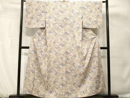平和屋着物■上質な小紋　地紙草花文　正絹　逸品　CABH0678ev