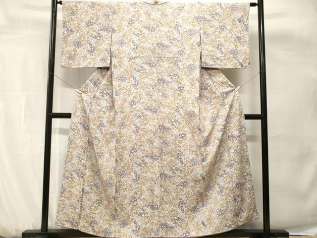 平和屋着物■上質な小紋　地紙草花文　正絹　逸品　CABH0678ev