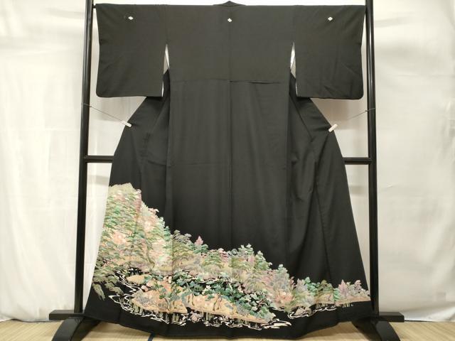平和屋着物■豪華黒留袖　樹林風景文　正絹　逸品　CABH0671ev