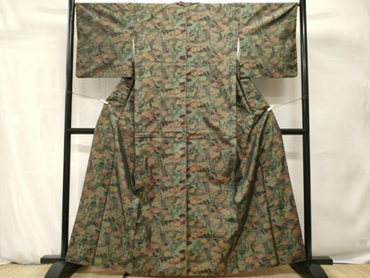 平和屋着物■本場大島紬　7マルキ　吉祥草花文　正絹　逸品　CABH0680ev
