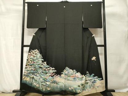 平和屋着物■豪華黒留袖　作家物　寿光織　鴛鴦御所解文　暈し染め　金彩　正絹　逸品　CABH0674ev