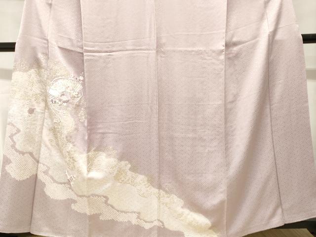 平和屋着物■訪問着　刺繍　絞り　道長檜扇草花文　金銀彩　正絹　逸品　CABH0665ev