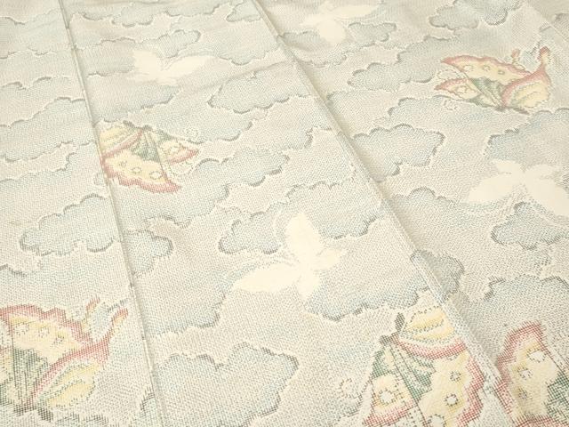 平和屋着物■上質な紬　雲取り舞蝶文　正絹　逸品　CABH0675ev
