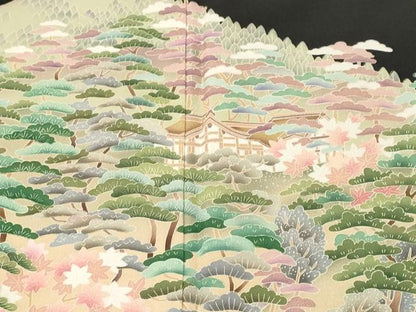 平和屋着物■豪華黒留袖　樹林風景文　正絹　逸品　CABH0671ev