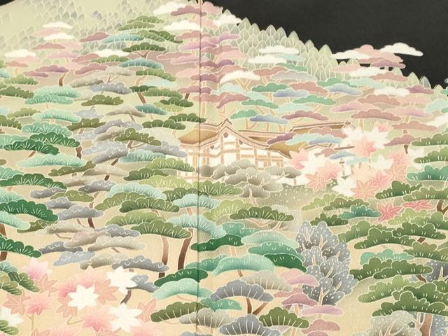 平和屋着物■豪華黒留袖　樹林風景文　正絹　逸品　CABH0671ev