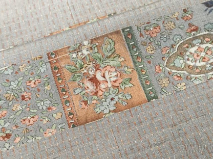 平和屋着物■上質な紬　横段花文　正絹　逸品　CABH0679ev