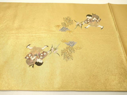 平和屋本店●六通柄袋帯　唐人形絵文　本金箔　金泥箔　正絹　逸品　DABG5087fe