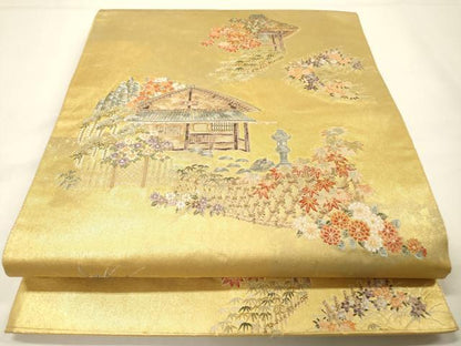 平和屋本店●太鼓柄袋帯　唐織　寂光庵絵文　桃山　障碧箔　本金箔　金泥箔　正絹　逸品　DABG5073fe