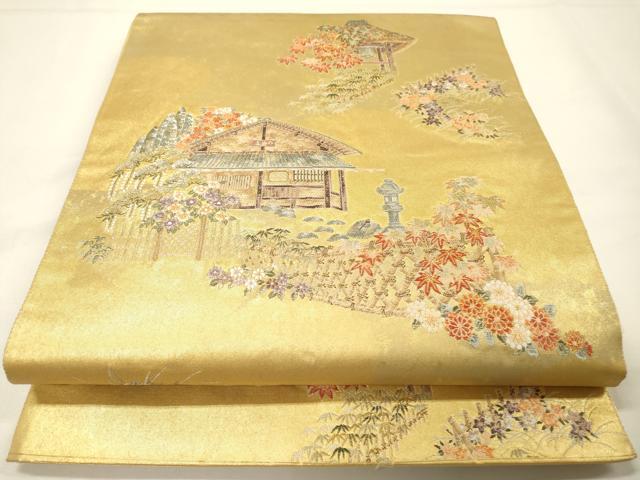 平和屋本店●太鼓柄袋帯　唐織　寂光庵絵文　桃山　障碧箔　本金箔　金泥箔　正絹　逸品　DABG5073fe