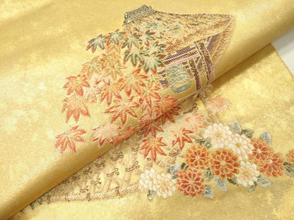 平和屋本店●太鼓柄袋帯　唐織　寂光庵絵文　桃山　障碧箔　本金箔　金泥箔　正絹　逸品　DABG5073fe