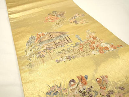平和屋本店●太鼓柄袋帯　唐織　寂光庵絵文　桃山　障碧箔　本金箔　金泥箔　正絹　逸品　DABG5073fe