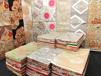 平和屋着物■袋帯 西陣 まとめて100点 鳳凰 向かい鶴 人物 蝶 更紗 花柄 楽器 正倉院 立波 金銀糸 など 未使用品あり 全て正絹 mmm1142