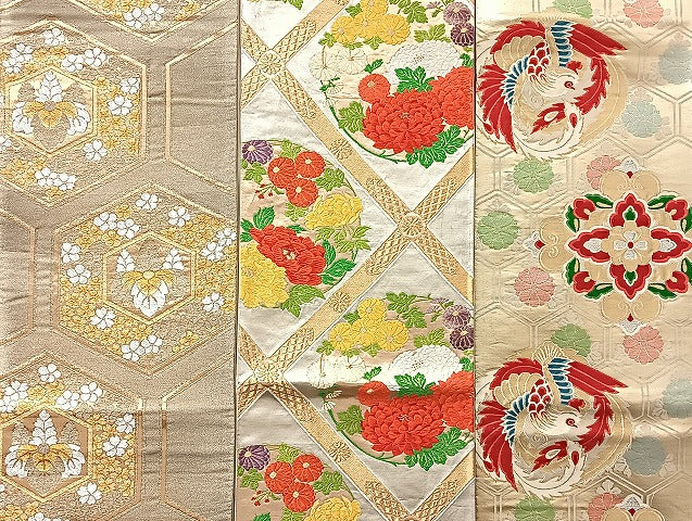 平和屋着物■袋帯 西陣 まとめて100点 鳳凰 向かい鶴 向かい尾長鳥 蝶 花柄 七宝 正倉院 佐賀錦 金銀糸 など 未使用品有 全て正絹 mmm1134
