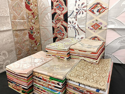 平和屋着物■袋帯 西陣 まとめて100点 鳳凰 鶴 向い尾長鳥 向い鳥 蝶 楽器 七宝 正倉院 宝相華 立波 金銀糸 未使用品有 全て正絹 mmm1140