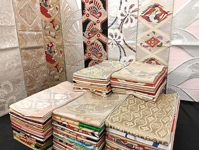 平和屋着物■袋帯 西陣 まとめて100点 鳳凰 鶴 向い尾長鳥 向い鳥 蝶 楽器 七宝 正倉院 宝相華 立波 金銀糸 未使用品有 全て正絹 mmm1140