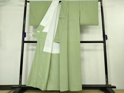平和屋着物●極上　洗える最高級着物　＜英＞はなぶさ謹製　色無地　薄萌葱色　逸品　DZAB2135kh6
