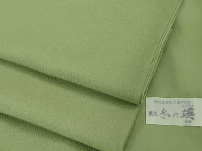 平和屋着物●極上　洗える最高級着物　＜英＞はなぶさ謹製　色無地　薄萌葱色　逸品　DZAB2135kh6