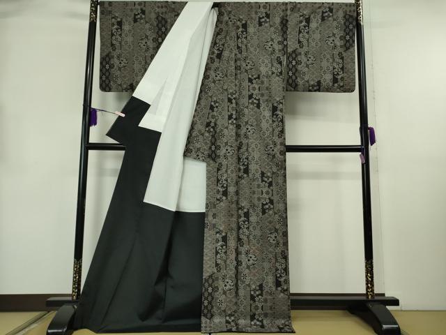 平和屋本店●極上　本場大島紬　十二マルキ　古代染色純泥染　切嵌　名物裂　情玄　田畑絹織物謹製　証紙付き　逸品　DZAB0365kh6