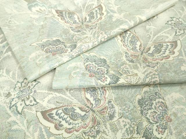 平和屋本店●極上　本場大島紬　白大島　9マルキ　舞蝶花文　逸品　DZAB3273kh6