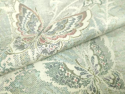 平和屋本店●極上　本場大島紬　白大島　9マルキ　舞蝶花文　逸品　DZAB3273kh6