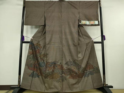 平和屋本店●極上 絣の魔術師 恵積五郎 本場大島紬 恵大島織物謹製 本場大島紬 訪問着 9マルキ 泥染 三十六歌仙 証紙付き 逸品 DZAB4181kh6