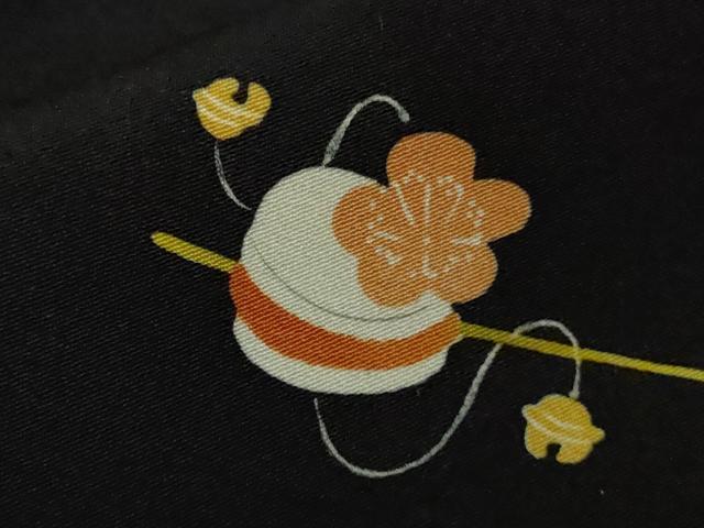 平和屋本店●極上　銀座　志ま亀　小紋　楽器　鼓　太鼓　笙　舞花　黒地　たとう紙付き　逸品　DZAB3727kh6